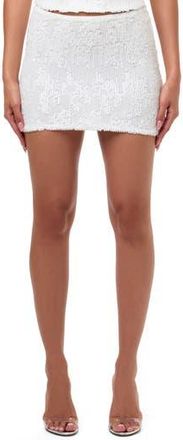 Naked Wardrobe Sequin Miniskirt in White at Nordstrom Rack, Size X-Small