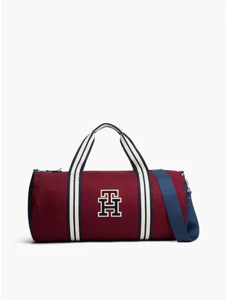 Tommy Hilfiger Varsity Monogram Canvas Duffel Bag - Burgundy