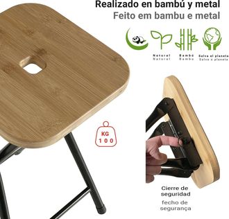Gedy Sapho Gedy Bamboom - Taburete De Ba&ntilde;o Kenta, Negro/bamb&uacute; Co77