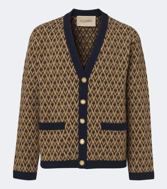 Valentino Toute La V jacquard virgin wool cardigan