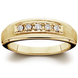Pompeii3 Mens 1/6ct Yellow Gold Diamond Wedding Ring Band Size Selectable