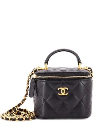 Chanel Classic Top Handle Vanity Case with Chain Quilted Lambskin Mini crossbody bag - Zwart