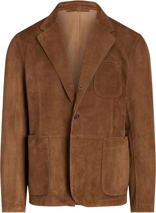 Ralph Lauren Purple Label suede single-breasted blazer - men - Sheep Suede - 42 - Brown