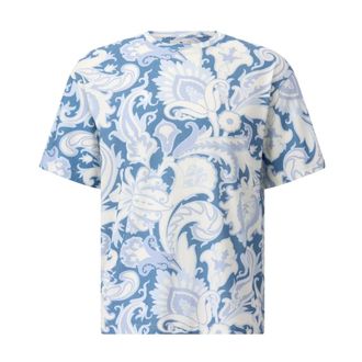 Etro Tops, Heren, Blauw, M, Katoen, Paisley T-Shirt