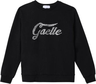 Ga&euml;lle Paris Zwarte Sweatshirt met Logo en Achteropening - Dames - Sweatshirts - Zwart - S - Katoen - Hoodies & sweatvesten
