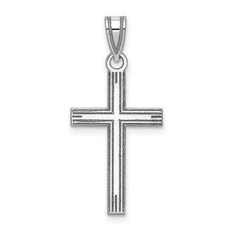 Diamond2Deal 14k White Gold Solid Laser Etched Cross Pendant