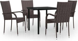 vidaXL 5 Piece Outdoor Dining Set Brown and Black Vidaxl