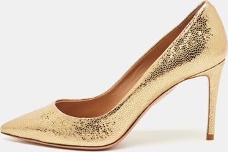 Aquazzura Gold Textured Leather Purist Pumps