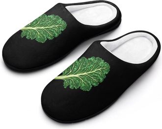 Generic Green Kale Leaf Mens Slippers Memory Foam Winter Warm Sandals Slip On House Shoes Size 7-14