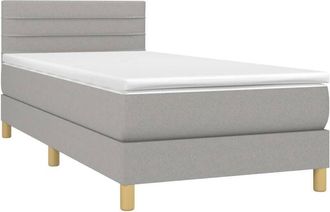 vidaXL Cama Box Spring Con Colch&oacute;n Tela Y Led Gris Claro 80x200 Cm Vidaxl