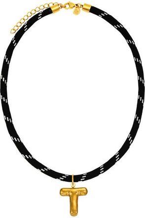 Petit Moments Bubble Initial Pendant Cord Necklace in Black-T at Nordstrom