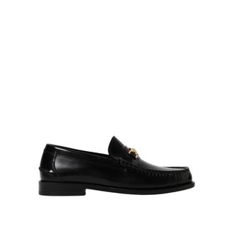 Versace Loafers, male, Black, 10 UK, Medusa Chain Leather Loafers
