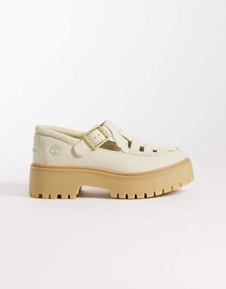 Timberland Stone Street - Scarpe Mary Jane in camoscio beige chiaro-Neutro