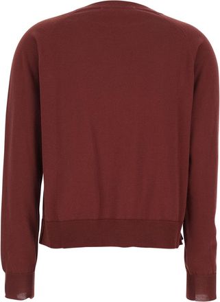 Jucca Womens Crew Neck Cotton Sweater Red Tops Top