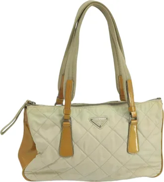 Prada Tessuto Beige Synthetic Shoulder Bag (Pre-Owned)