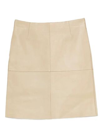 Toteme Leren rok met vlakken - Beige