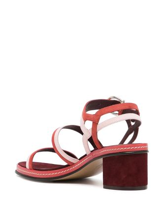 Ferragamo Suede Two-Tone Sandals - Red