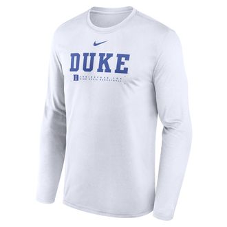 Nike Duke Courtside Basketball Shootaround Legend Nike Mens Dri-FIT College Long-Sleeve T-Shirt in White | 02TJ10ADU-NK9