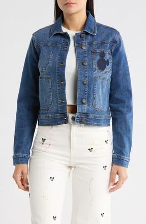 Desigual Mickey Mouse Denim Trucker Jacket in Medium Blue at Nordstrom Rack, Size X-Small