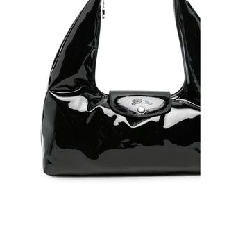 Longchamp Patent Leather Shoulder Bag - Black