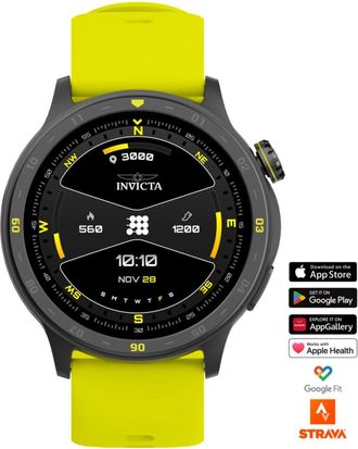 Invicta I-Tech 2 ITECH-002 Herenhorloge - Smartwatch Uurwerk - Roestvrij Staal met Zwarte Wijzerplaat - 45 mm