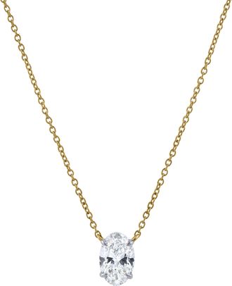LuvMyJewelry Oval Obsession 14K Gold Lab Grown Diamond Necklace - 1.50 ct