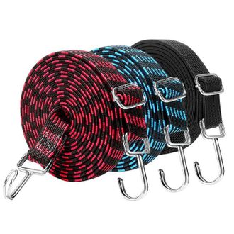 OEM Piezas Tensoras El&aacute;sticas Planas Con Ganchos Met&aacute;licos, Correas Resistentes Y Robustas De 2 M, Cord&oacute;n El&aacute;stico Ajustable Para Asegurar Y Transportar M