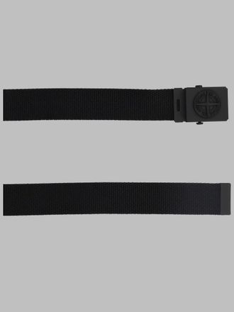 Stone Island Logo-Embossed Fabric Belt - Black