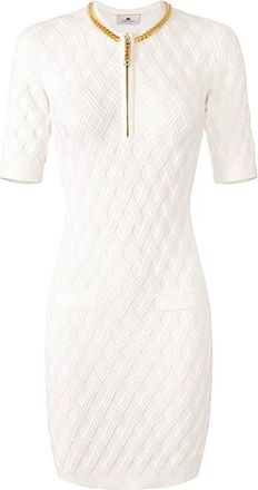 Elisabetta Franchi Short Dresses, female, White, Size: M Mini abito in maglia a rombi c