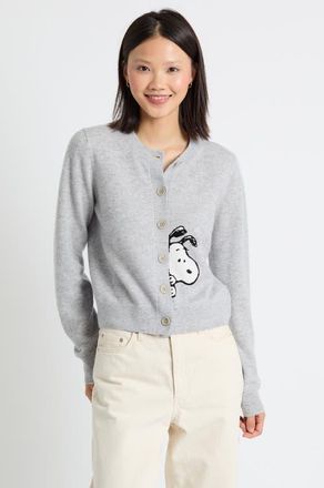 Chinti and Parker Sneaky Snoopy Wool-Cashmere Cardigan in Light Grey at Nordstrom, Size X-Large
