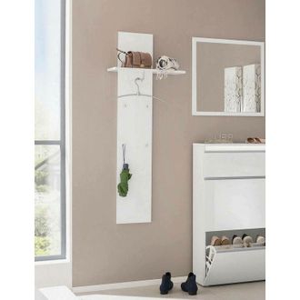 Dmora Dmora Perchero Vertical, Made In Italy, Con Balda Y 4 Ganchos, Mueble Para Pasillo, Entrada Moderna, Cm 50x27h140, Color Blanco Brillante, Con Embalaj
