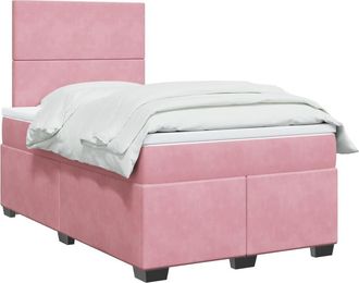 vidaXL Vidaxl - Giroletto A Molle Con Materasso Rosa 120x190 Cm In Velluto