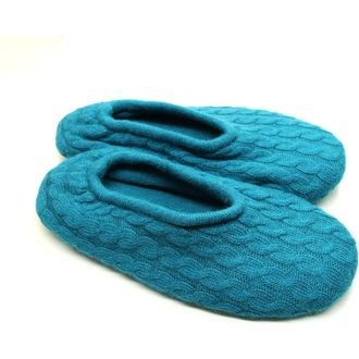 Portolano Mini Cable Knit Slippers in Teal at Nordstrom Rack, Size Medium