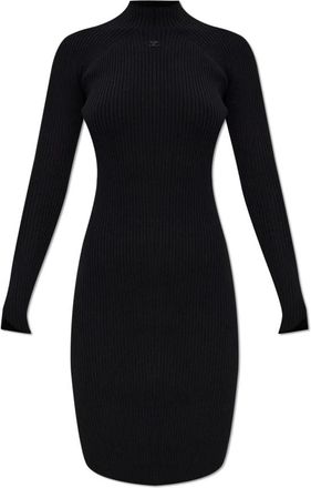 Courr&egrave;ges Geribbelde jurk - Dames - Kleedjes - Zwart - XS - Kleedjes