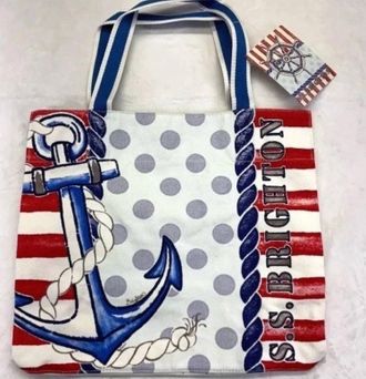 Brighton Nautical Tote Bag In Blue And White
