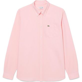 Lacoste Regular Fit Oxford Button-Down Shirt in Light Pink at Nordstrom, Size 15.75