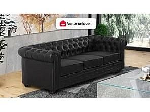 Vente-Unique Divano CHESTERFIELD 3 posti in similpelle Nero