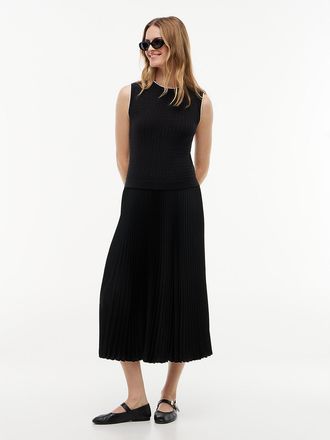 Tommy Hilfiger Womens Mixed-Media Sleeveless Pleated Dress - Black - XL