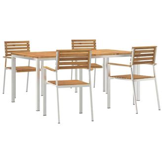 Berkfield Home 5 Piece Garden Dining Set Solid Wood Acacia in Brown