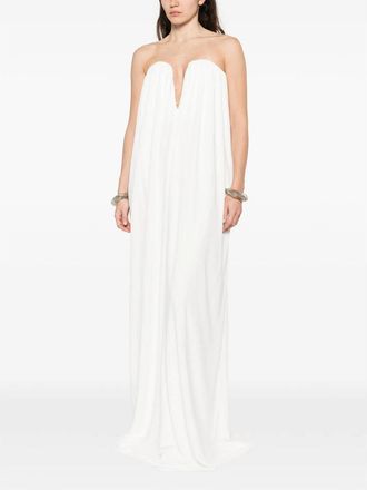 Stella McCartney Gathered Detailing Strapless Dress - White