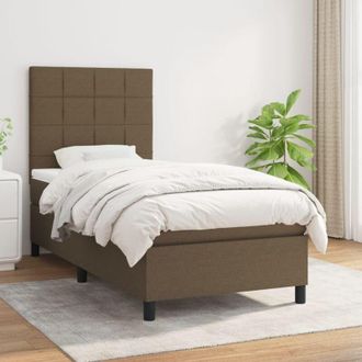 vidaXL Cama Box Spring Con Colch&oacute;n Tela Marr&oacute;n Oscuro 80x200 Cm Vidaxl