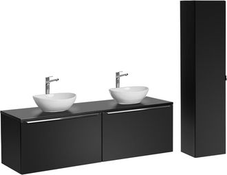 Petits Meubles Conjunto mueble lavabo doble 160cm tableros laminados y mdf negro
