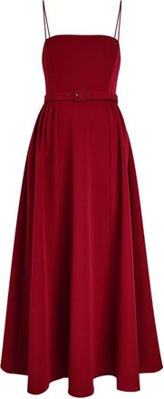 Roland Mouret Belted Stretch-crepe Maxi Dress - Dark Red - 12 (UK16 / XL)
