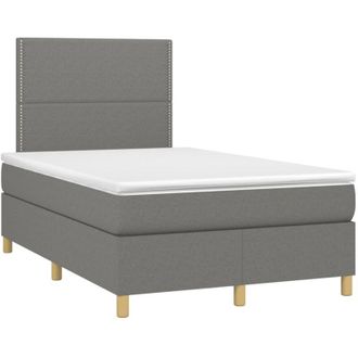 vidaXL Cama Box Spring Con Colch&oacute;n Y Led Tela Marr&oacute;n Oscuro 120x190 Cm Vidaxl