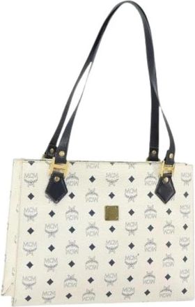 MCM Pre-owned Leather Tote Bag - Dames - Vintage Shopper - Wit - ONE Size - Leer - Vintage
