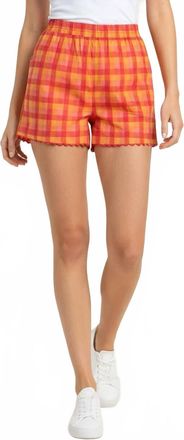 Pinch Design Wave Plaid Wide Shorts In Orange Red