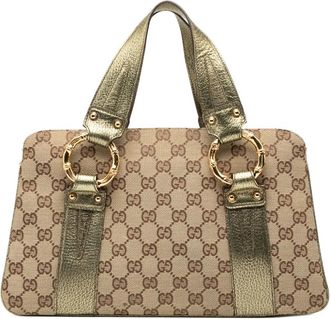 Gucci Borsa a mano Bamboo in tela GG con dettagli in metallo 2000-2015 - Marrone