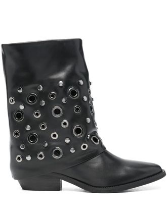 Julie Dee 40mm eyelet pointed-toe boots - women - Calf Leather/Calf Leather/Rubber - 39 - Black