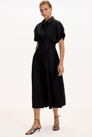 Exquise Jream Shirt Collar Midi Dress in Black at Nordstrom, Size Xx-Large