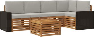 vidaXL Conjunto De Sof&aacute;s De Exterior 6 Uds. Natural Y Gris Claro Vidaxl